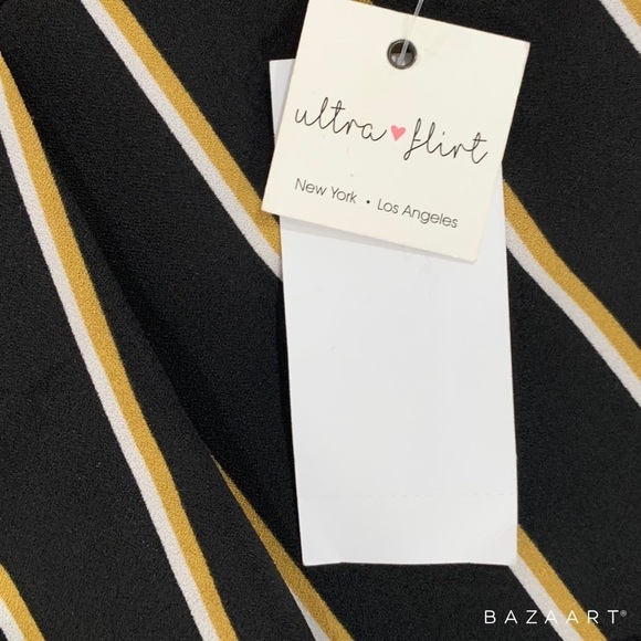 Ultra Flirt Womens Shadow Striped Wide Leg Pant Black Sz: Large - Picture 5 of 5